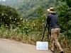 画像は、猛禽類-定点調査の様子